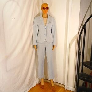 🔥 NWOT Marc Jacobs Blue & White Check Print 2Pc Pants Suit.